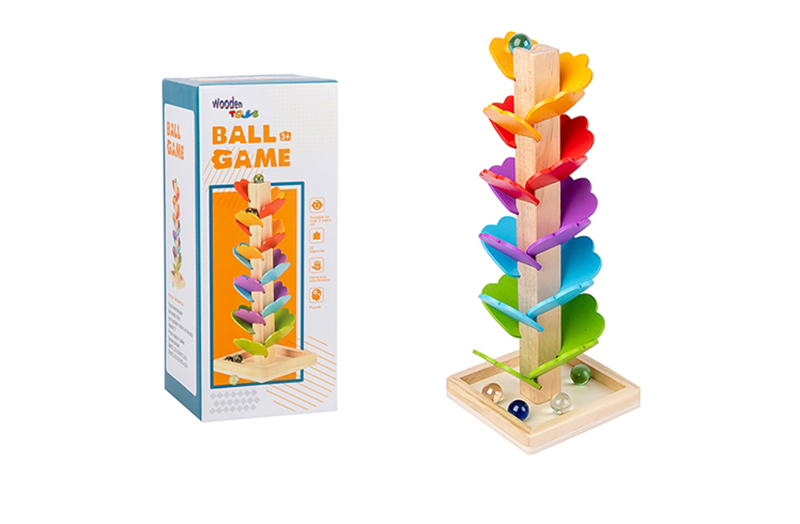 Wooden Leaf Shape Marble Run Game